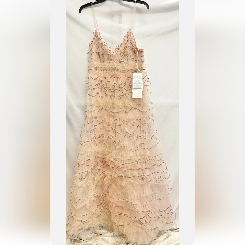 VALENTINO Runway Ricamato Embroidered Tiered Ruffle V-Neck Maxi Gown 44IT 8 US M - Picture 2 of 8